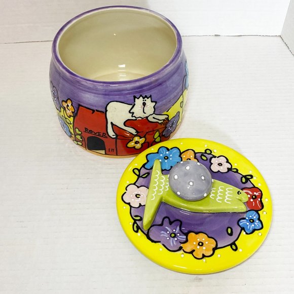 Vintage Ceramic Pet Treat Jar Dog Cat Fish 2002 Boston Warehouse - Picture 6 of 8